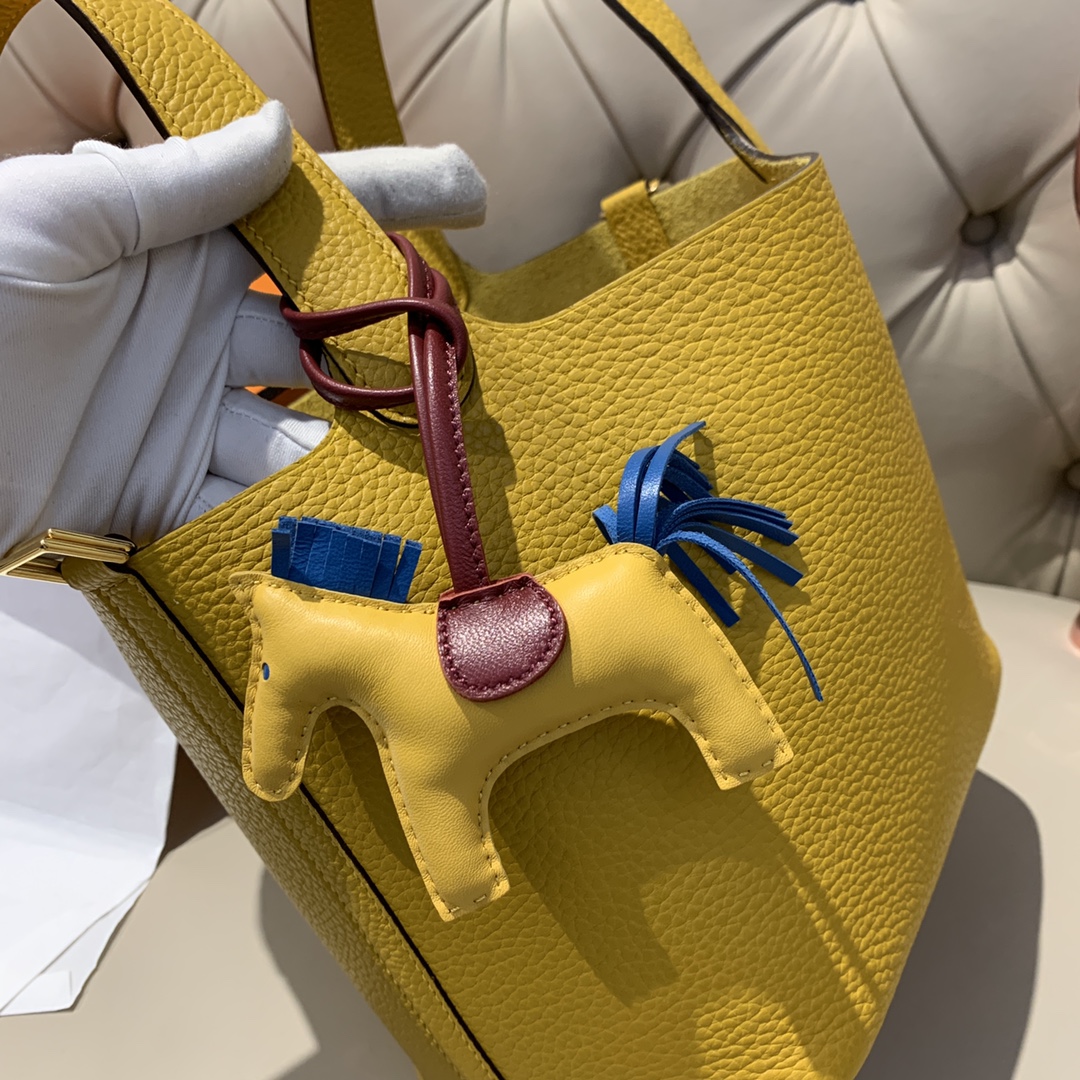 에르메스 피코탄18 앰버 옐로우 금장 끌레망스 가죽